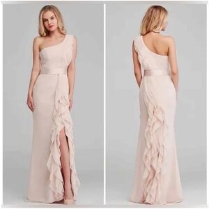 Vera Wang one Shoulder Ruffled Gown